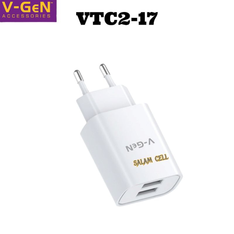 Charger V-Gen VCT2-17 12W 5V 2.4A Dual USB Port Original Vgen Garansi