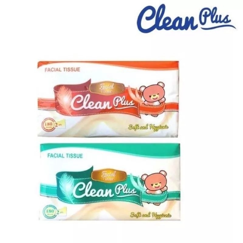 TISSUE CLEAN PLUS 180 SHEETS LEMBUT 2 PLY FACIAL TISSUE MURAH