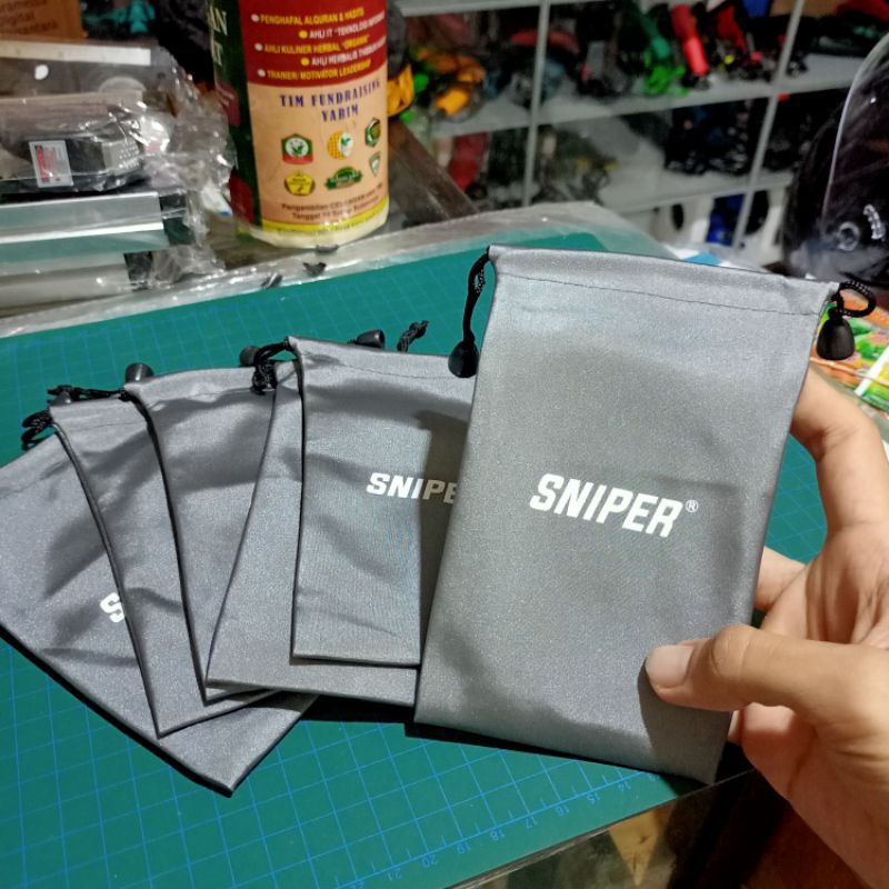 SNIPER tas pouch serut untuk power Bank dan kabel headset USB charger unik serbaguna multifungsi bis