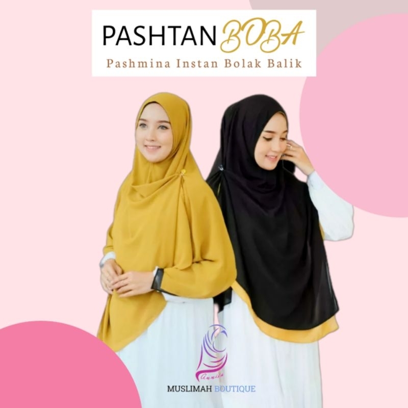 Jilbab Pashmina Instan Bolak Balik Kancing Ceruty Premium Babydoll Terkini