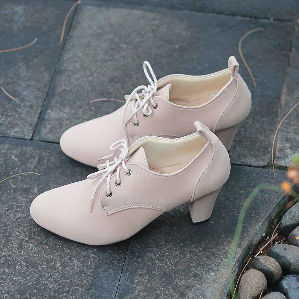 Justrue Sepatu High Heels Casual Wanita Krem 269