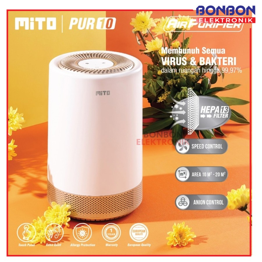 Mito Air Purifier PUR 10 HEPA13 Filter 20 m² Pembersih Udara Sinar UV