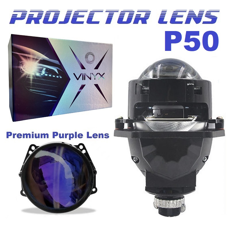 Lensa Lampu LED Laser Projector Projie BiLED 3 Inch Inci Inchi Mobil Motor Blue Purple Lens Vinyx P50