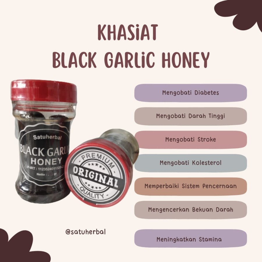 

Kemasan 130 gram Black Garlic honey Madu Bawang Hitam tunggal lanang