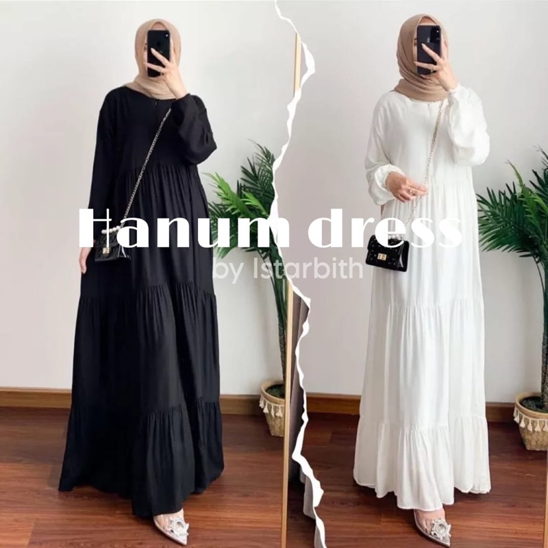 Hanum Dress Premium - Dress Polos Susun - Dress Rayon Ruffle Mayung Adem