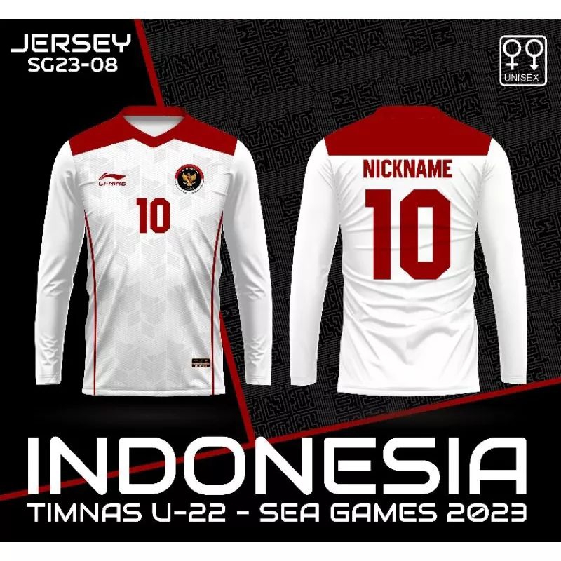 Jersey Sea Games 2023 Dewasa Atasan Lengan Panjang Timnas Indonesia