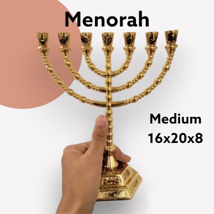 Menorah Israel Yahudi Hanukkah Kaki Dian Pelita Souvenir Israel Profetik Ibrani Judaika Bahtera