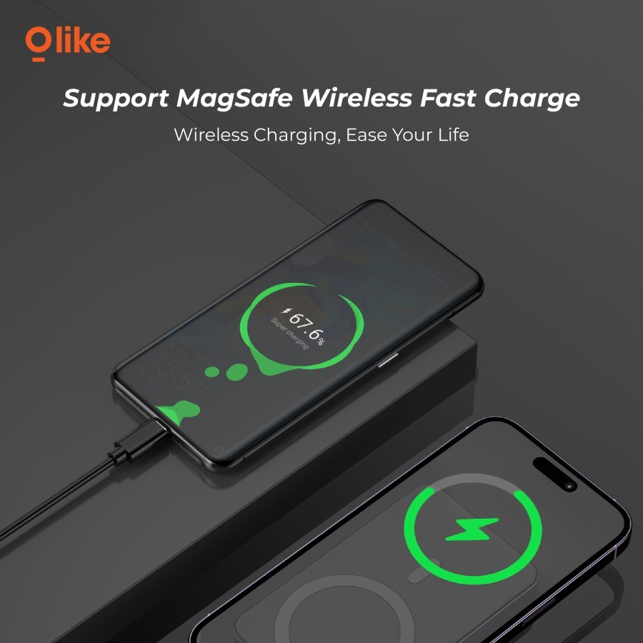 Olike P301 Power Bank Magnetic MagSafe Wireless 22.5W Powerbank Untuk iPhone 14 Pro Fast Charging 10000MAH