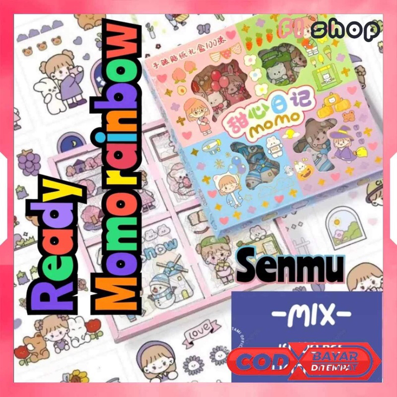 

Mix MOMO 100 Lembar Stiker MoMo asli Motif Kartun Korea Lucu Anti Air Dekorasi Handbook Scrapbook