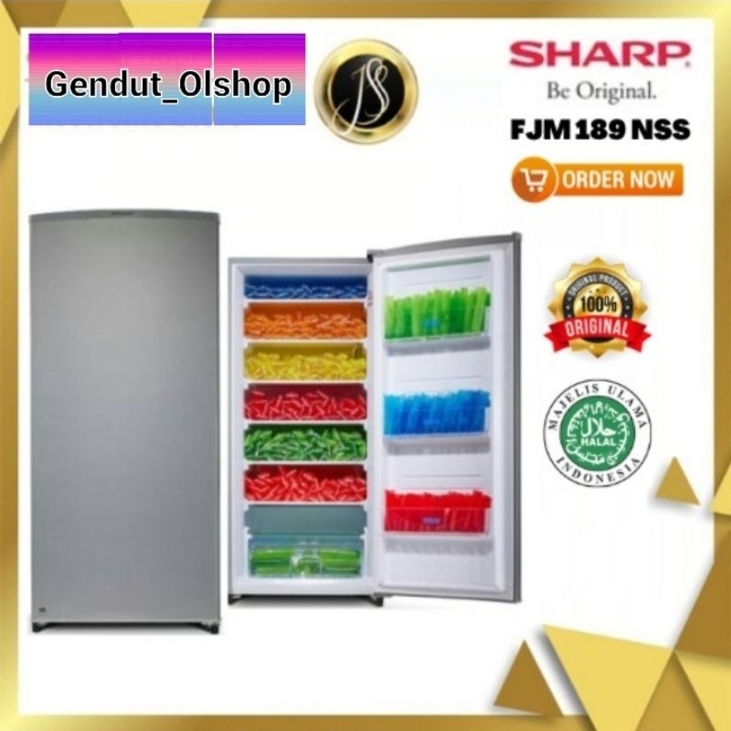 (Khusus Wilayah Kota Palembang) Freezer Berdiri 6 Rak SHARP FJM 189NSS, Freezer Sharp 6rak, Palemban