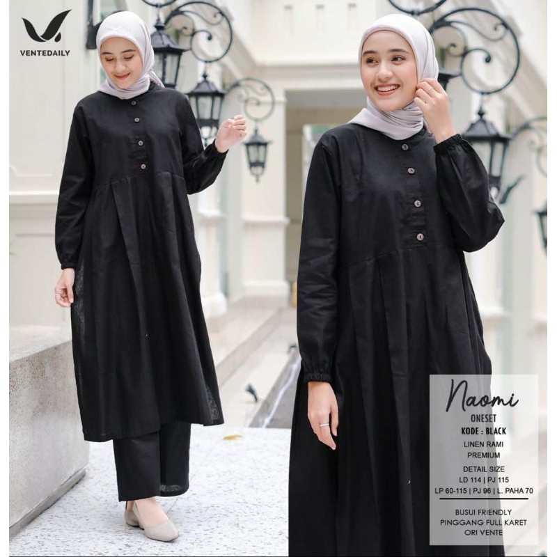 Vente - Naomi One Set Polos Bahan Linen Rami Premium