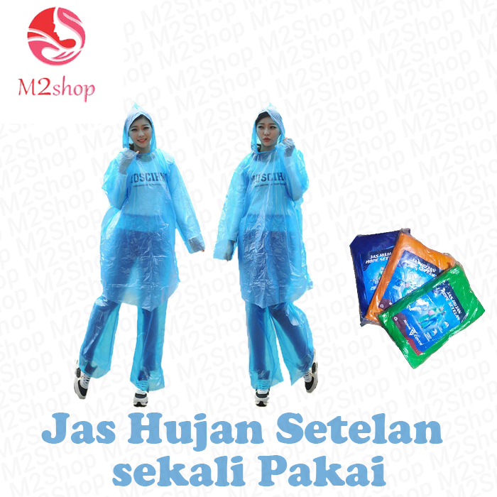 Jas Hujan Plastik LDPE Jaket Celana Setelan &amp; Jaket Ponco Tebal Murah - Jas Hujan - Mantel Plastik - Mantel Hujan 1 Set Model Jaket Dan Model Ponco