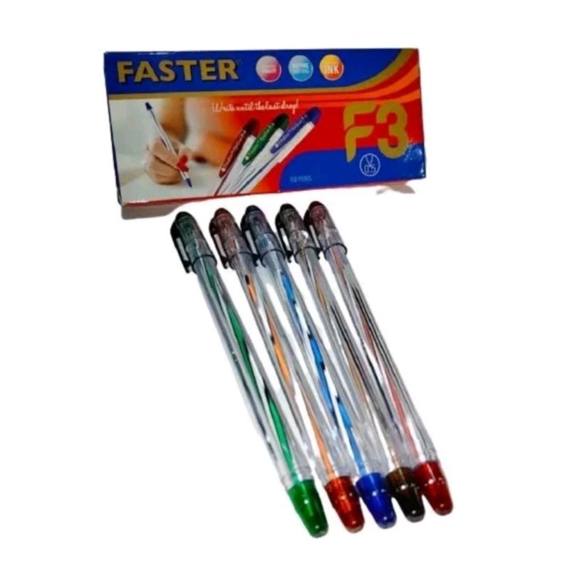 

12 PCS PULPEN BOLPEN BALLPOINT BALLPEN BULPEN BOLPOINT PEN PENA FASTER F3 0,5 MM HITAM NYAstore