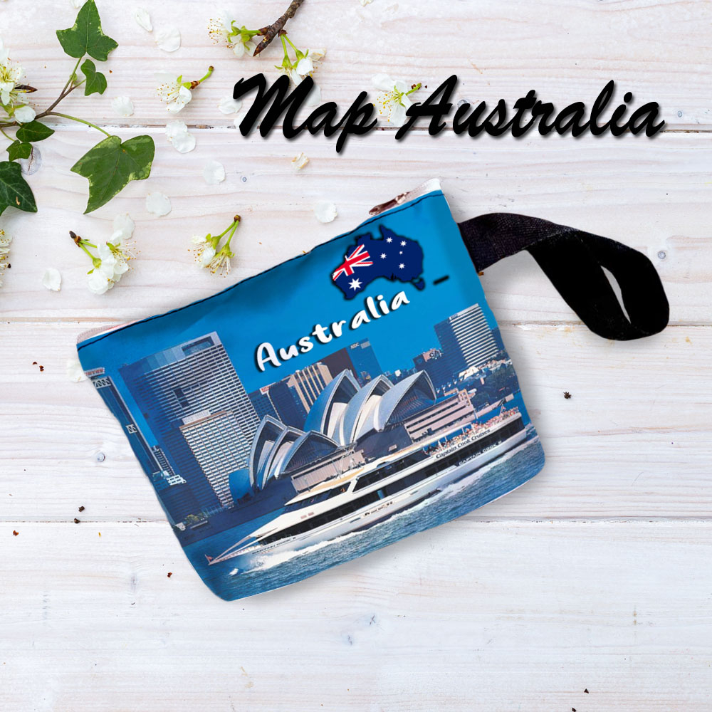 [ GROSIR ] Souvenir Dompet Printing Pouch Koin Make up Kartu HP Motif Haji Umroh, Singapore, Australia Sydney dan Negara lainnya