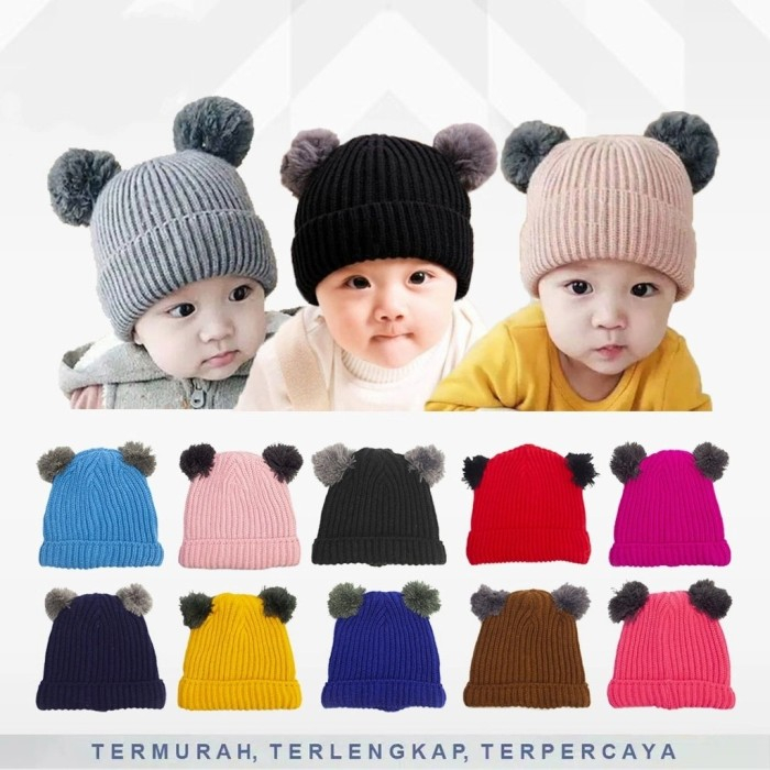 𝘈𝘉𝘎✰ Topi Kupluk Rajut / Topi bayi rajut newborn / Kupluk bayi rajut / Kupluk Bayi Pompom Jambul / Topi Anak Bayi Kupluk Gaul 1277