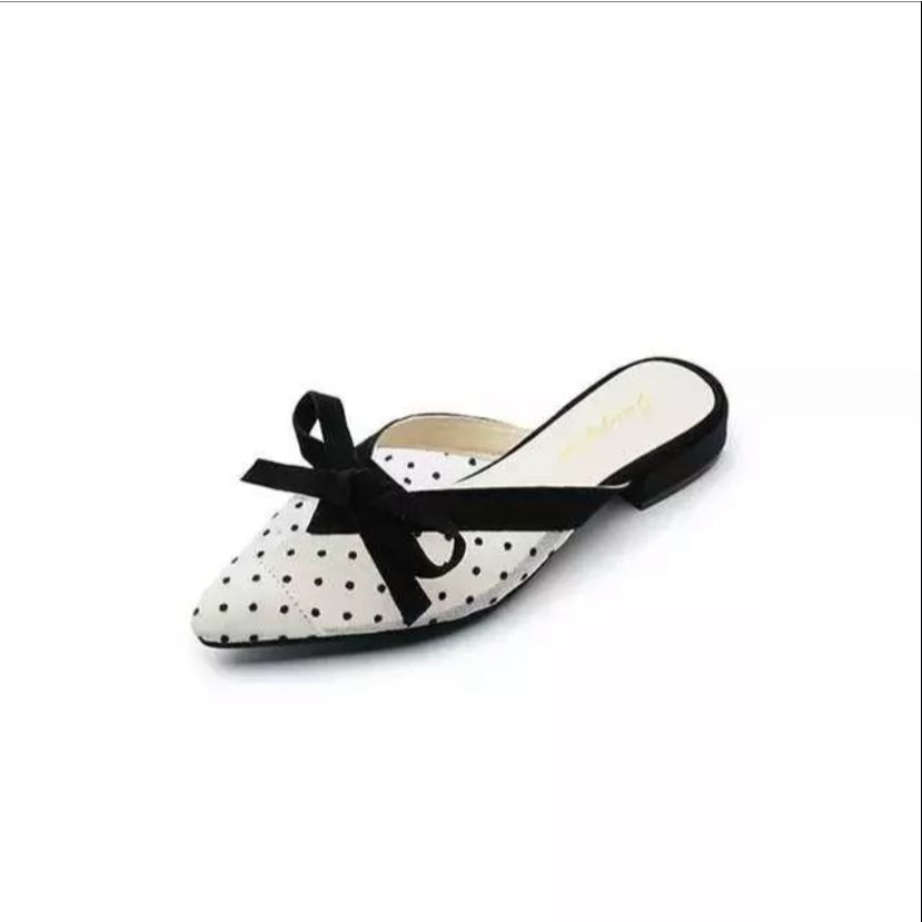 Alas cokoer -slop flatshoes wanita dewasa ET 03 pita kecil fulkadot