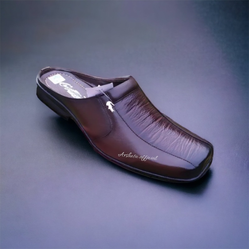 SLOP BUSTONG KULIT PRIA HITAM SENDAL SEPATU PRIA JALAN DAN GAYA PRIA KEREN TRENDY