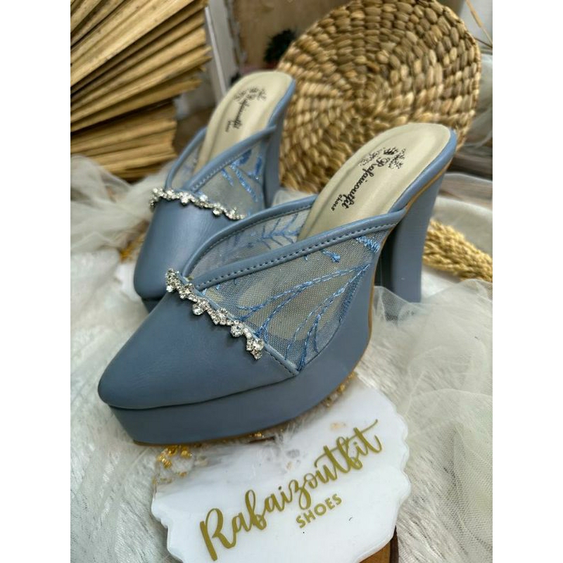 Sepatu wedding pesta cantik Alexna ice blue 10 cm