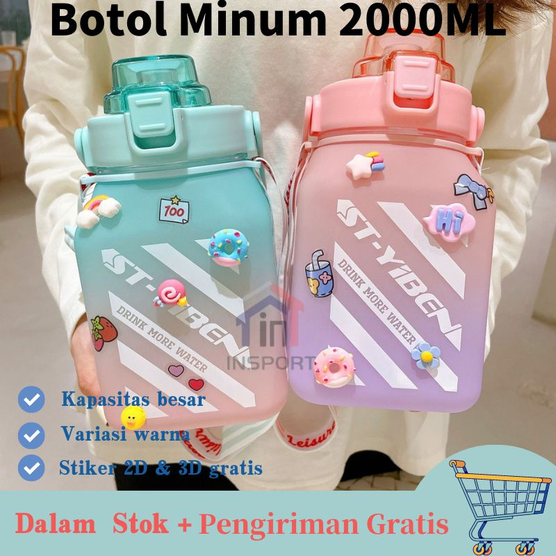 COD BOTOL MINUM MOTIVASI PENANDA WAKTU BOTOL MINUM 2 LITER KAPASITAS BOTOL AIR MINUM