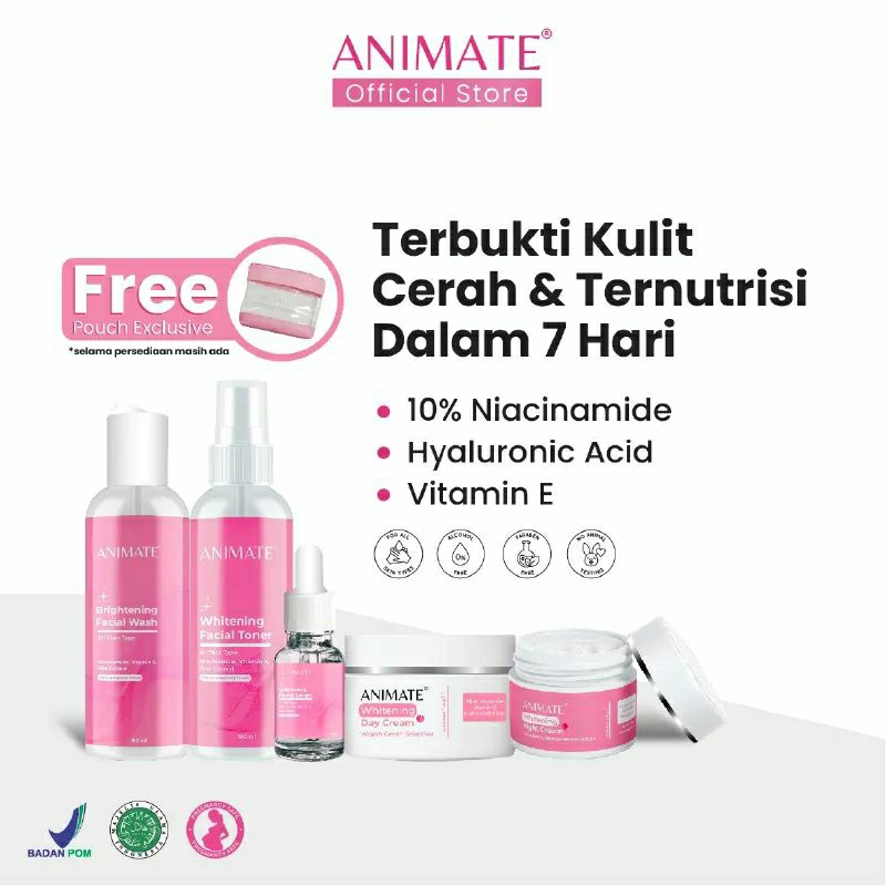 ANIMATE Paket 5in1 Instan Whietening/Glowing Barrier/Acne Solution - Pelembab Wajah