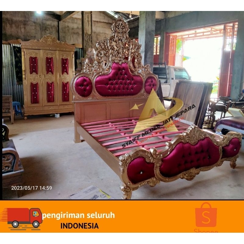 dipan almari pakaian kayu jati solid set kamar model terbaru perlengkapan lamaran kamar set full uki