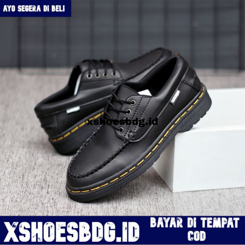 Sepatu Formal Pantofel Pria Docmart Loafers Low Boots Kulit Sintetis Hitam Kerja Kuliah Dinas Kondangan Xshoesbdg.id Dokmart