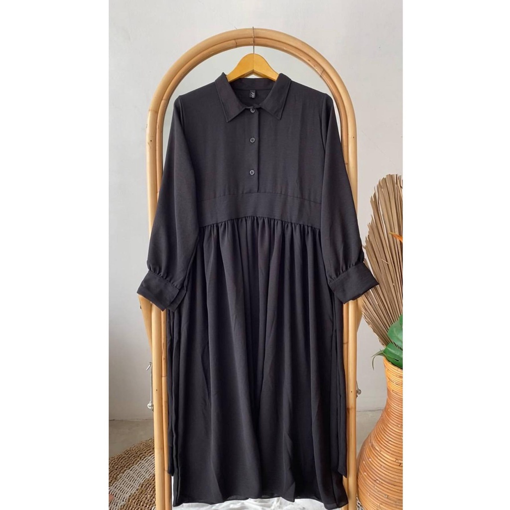 Pakaian Wanita Madaline Crinkle Dress Wanita Korean Style - Dress Muslim Wanita Korea - Casual Dress Wanita