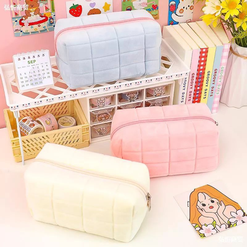 

KIANDAA Pensil case cute pillow Pouch tempat pensil MUJI STYLE Tas Pena Kapasitas Besar bahan lembut warna pastel