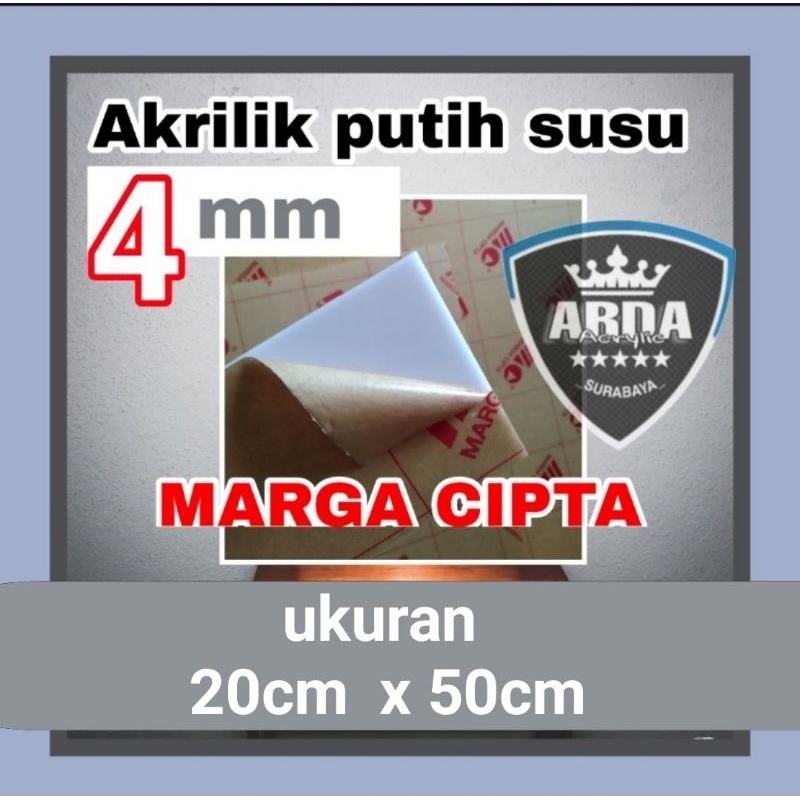 Akrilik 4mm putih susu 20 x 50 acrylic white akrilik lembaran