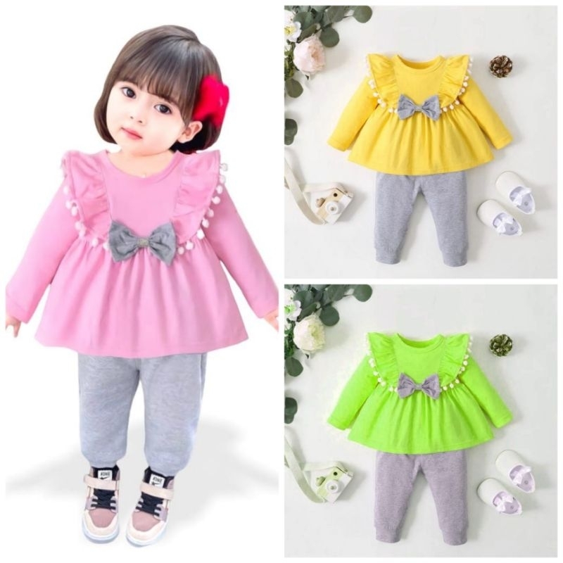 One Set Anak Perempuan / Baju Setelan Anak 1 - 6 Tahun