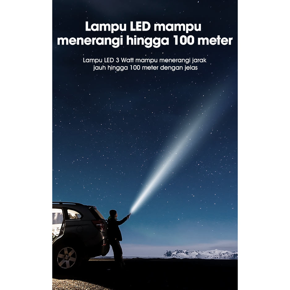 SAMONO SW-TRW04 Senter LED 2in1 Lampu Emergency Darurat Portable USB Rechargeable Long Battery Life 1200 mAh - Garansi Resmi 1 Tahun