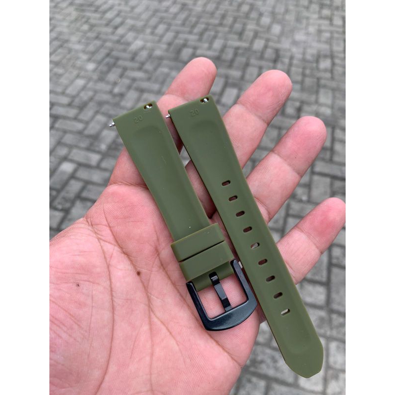 Strap tali jam tangan silicon mutu terjamin hijau 20mm lembut lentur