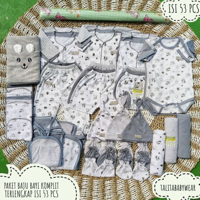 53 PCS Perlengkapan Baju Bayi Baru Lahir Paket Hemat Brojol Baby Paket Komplit Set Lengkap Bayi Baru Lahir Seri AbuTalitababy