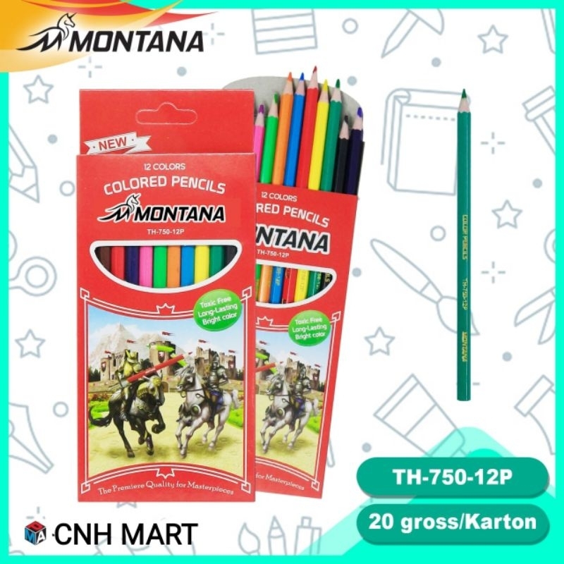 

(144)PCS Pensil Warna Panjang Montana 12 Warna TH - 750 - 12P Harga Buat 144Pcs