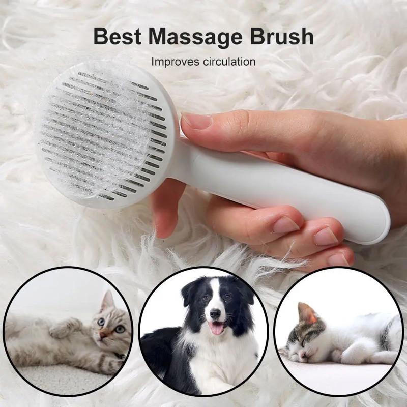 PET Sisir Grooming Bulu Anjing Kucing Tombol Otomatis Comb Dog Brush