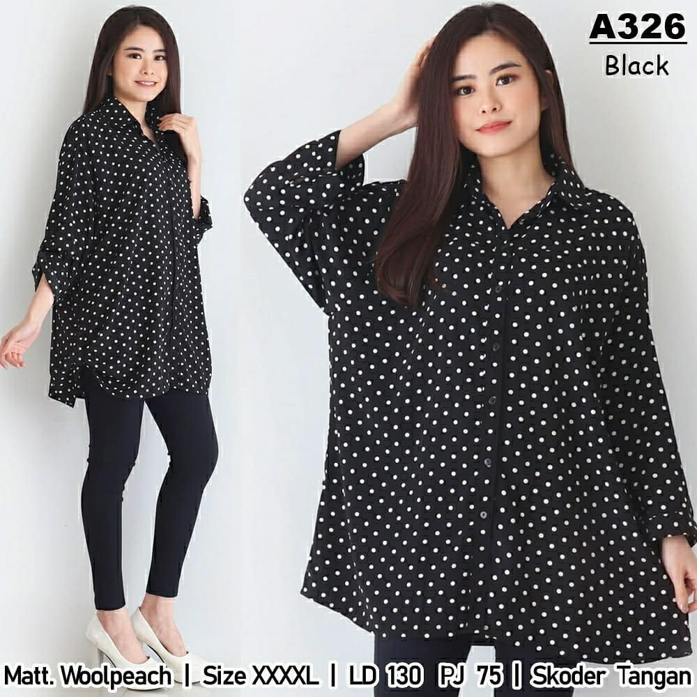 kemeja polkadot wanita jumbo ld 120 wanita lengan panjang/baju atasan polkadot model terbaru 2023 bisa cod