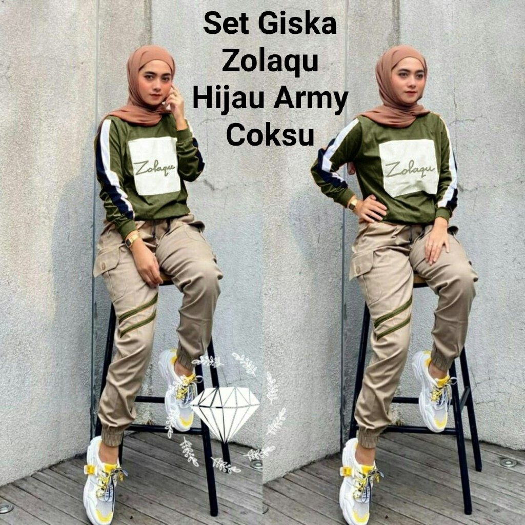 Pakaian Set Wanita  Kekinian/Set Giska Z Style Dan Set Giska Zolaqu All Size/Matt Babyterry Mix Moscrepe