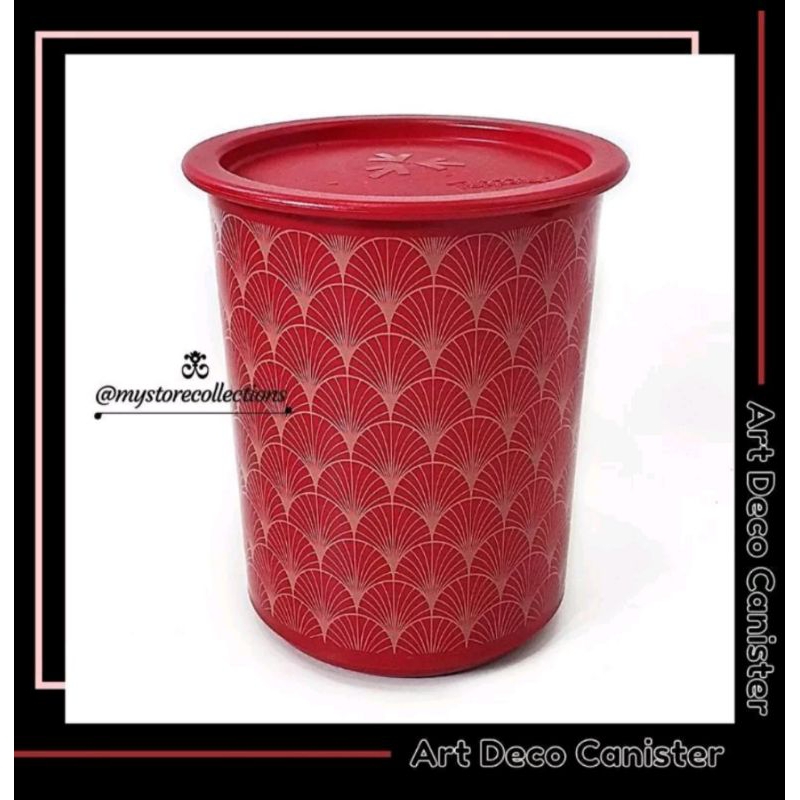 art deco canister merah tupperware