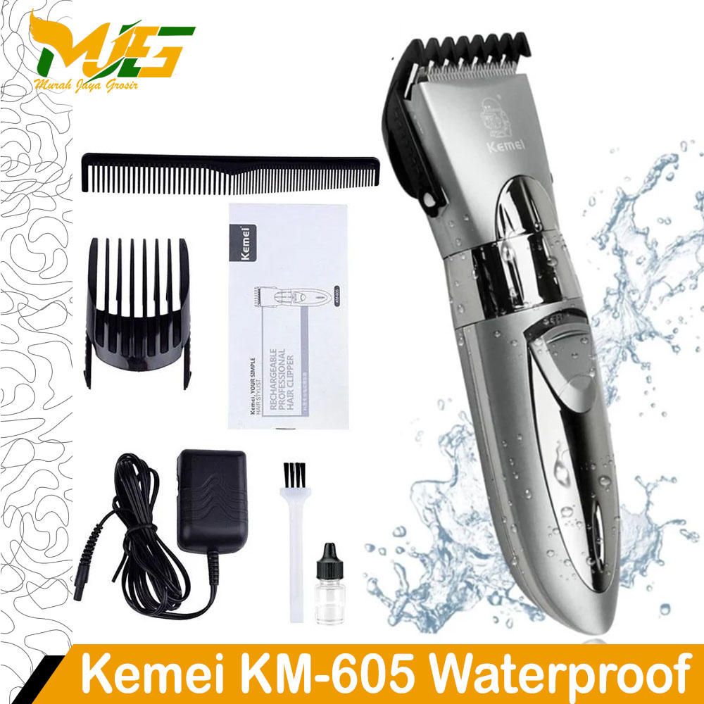 CLIPPER KEMEI KM-605 MESIN ALAT CUKUR RAMBUT WED AND DRY WATERPROOF