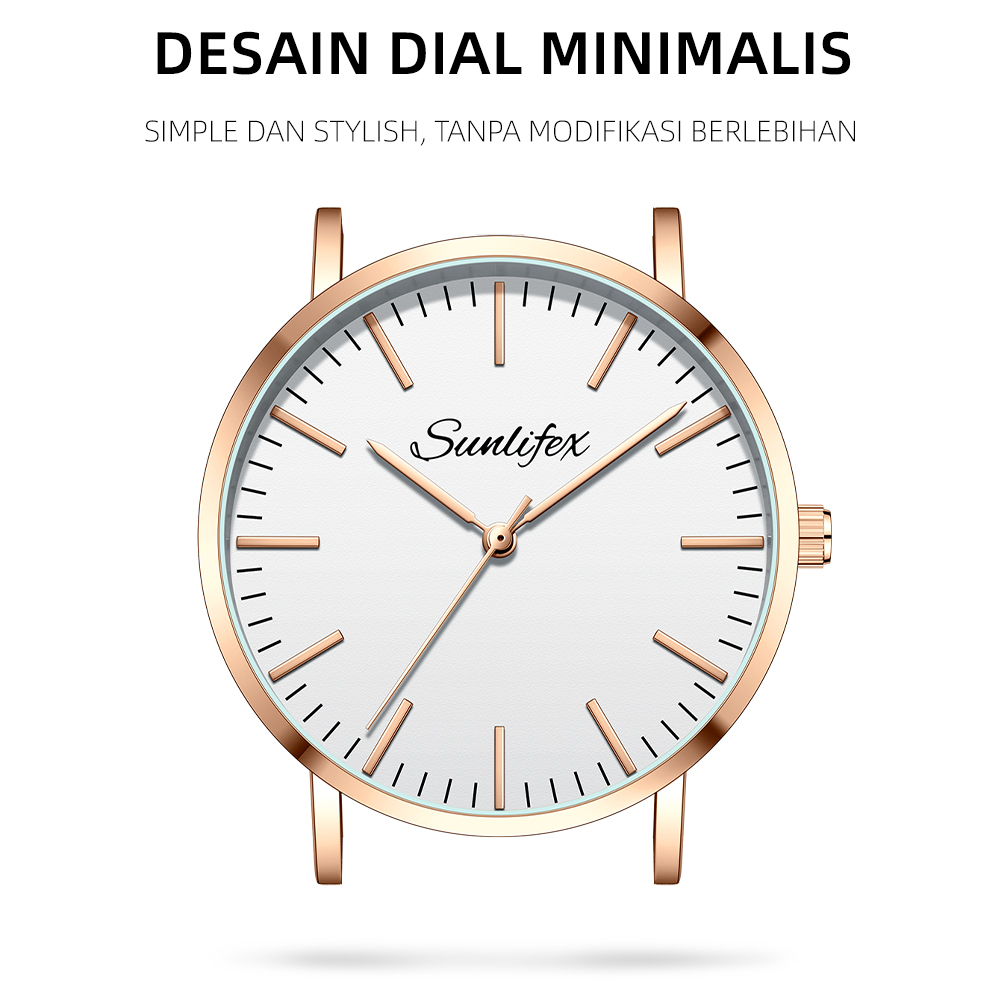 SUNLIFEX Jam Tangan Couple Sebenar dan asli Quartz Kulit  Bisnis Mode Anti Air Couple Watch