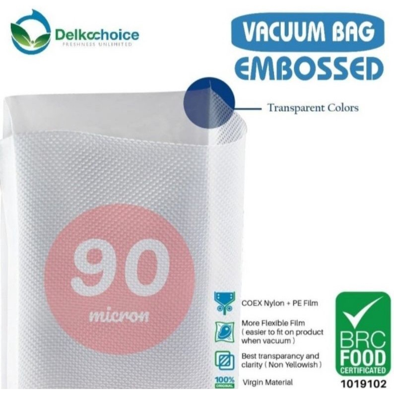 Plastik Vacum EMBOSS Premium Ukuran 12 90mic Delkochoice