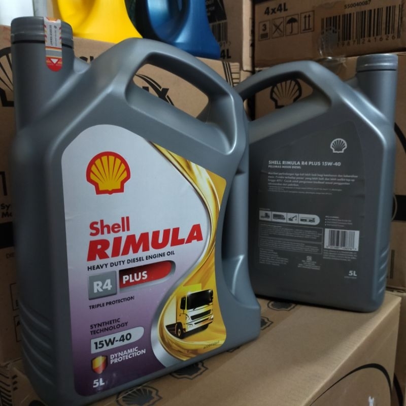 Oli Shell Rimula R4 Plus diesel 15w40 kemasan galon 5Lt Original