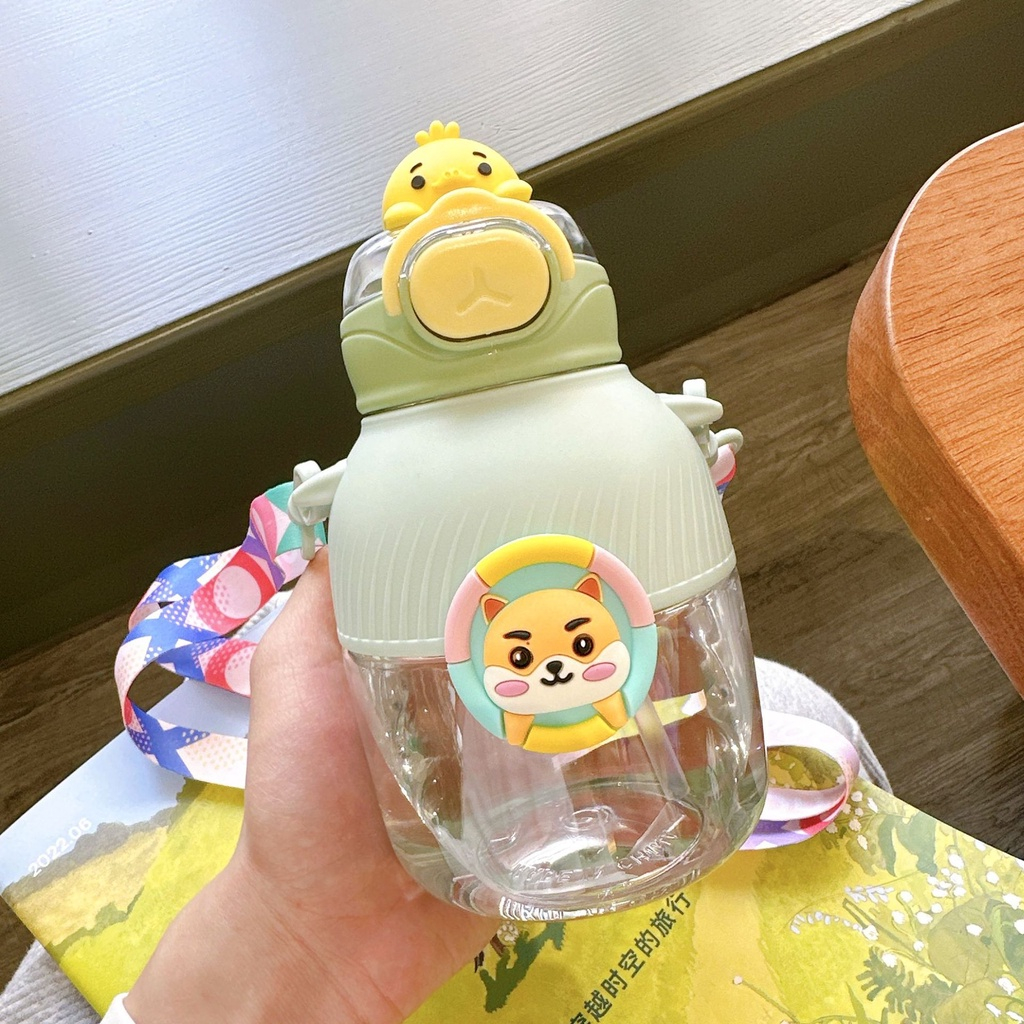 Botol Minum Anak Botol Minum Lucu Karakter Kartun Kapasitas 550ml + Sedotan Dan Tali 277-278 BPA FREE