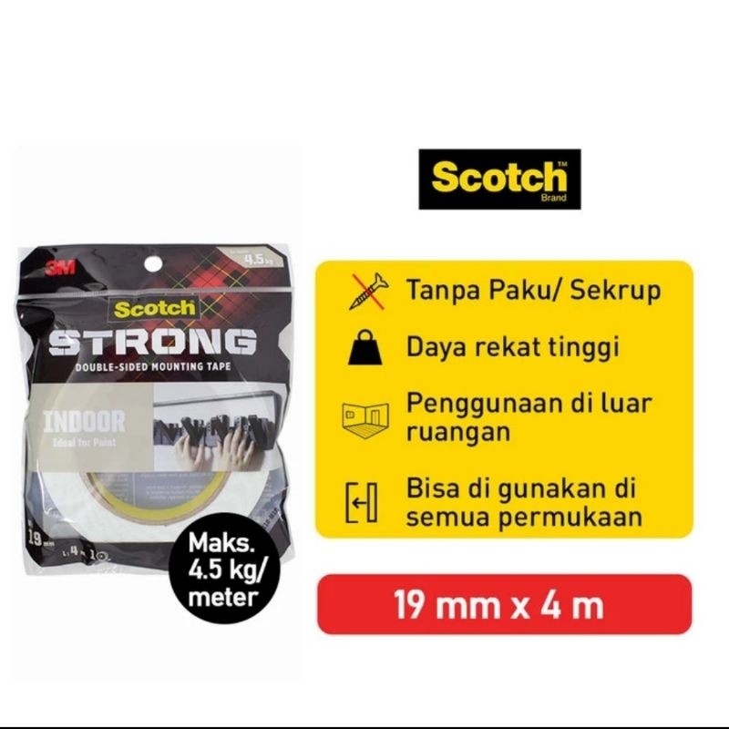 

Double Tape 3M Scotch Strong Indoor Ideal For Paint Mounting 110-M19