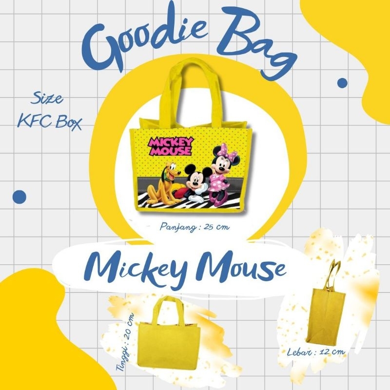 

Tas Ultah Mickey Mouse/ Tas Ulang Tahun Anak / Tas Aqiqah / Goodie Bag Souvenir Besek Kantong Custom Nama Dan Foto