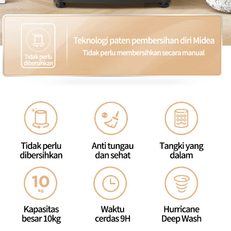 Mesin cuci otomatis, mesin cuci rumahan 8.5kg, cuci dan bilas terintegrasi, kapasitas besar. Ember mesin cuci otomatis