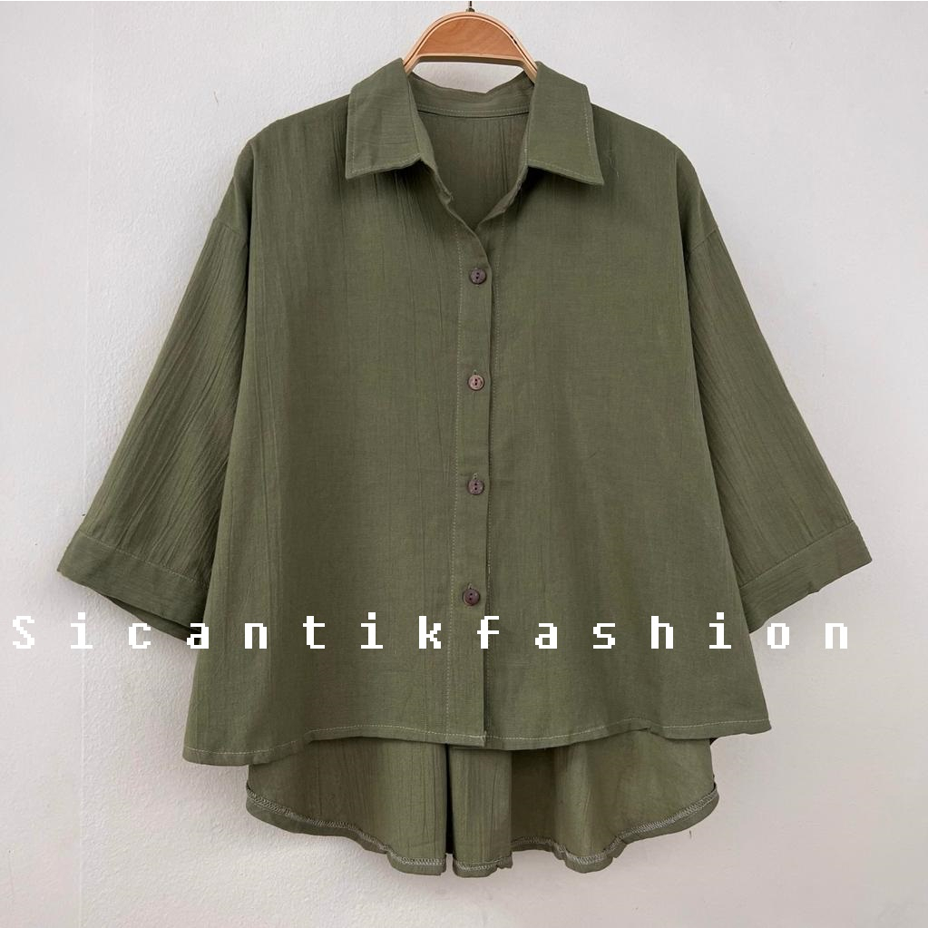 Kemeja Wanita Bahan Linen Crinkle