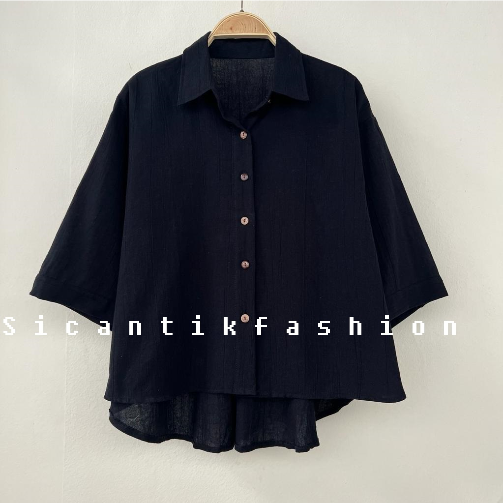 Kemeja Wanita Bahan Linen Crinkle