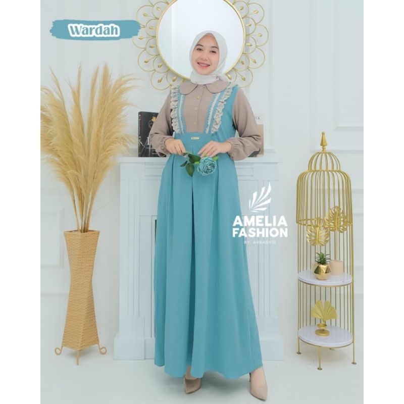 Dress ALULA by amelia fashion cringkle gamis renda kekinian