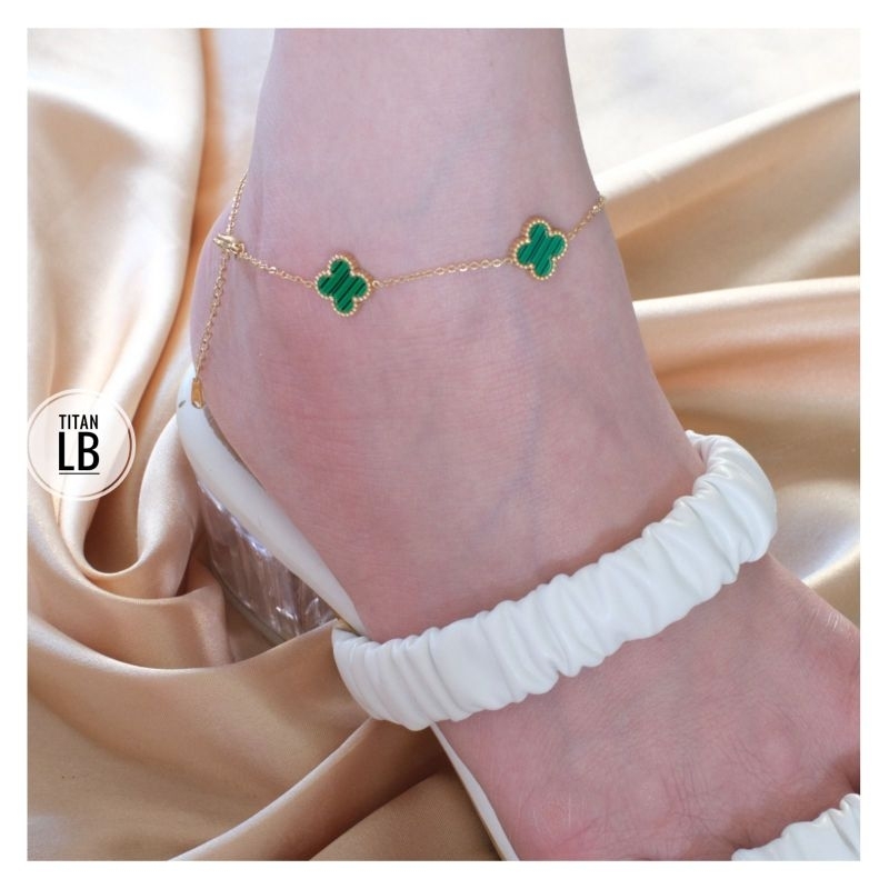 Gelang Rantai Kaki Dewasa Titanium Clover Fashion Cantik Dan Simple N18052301